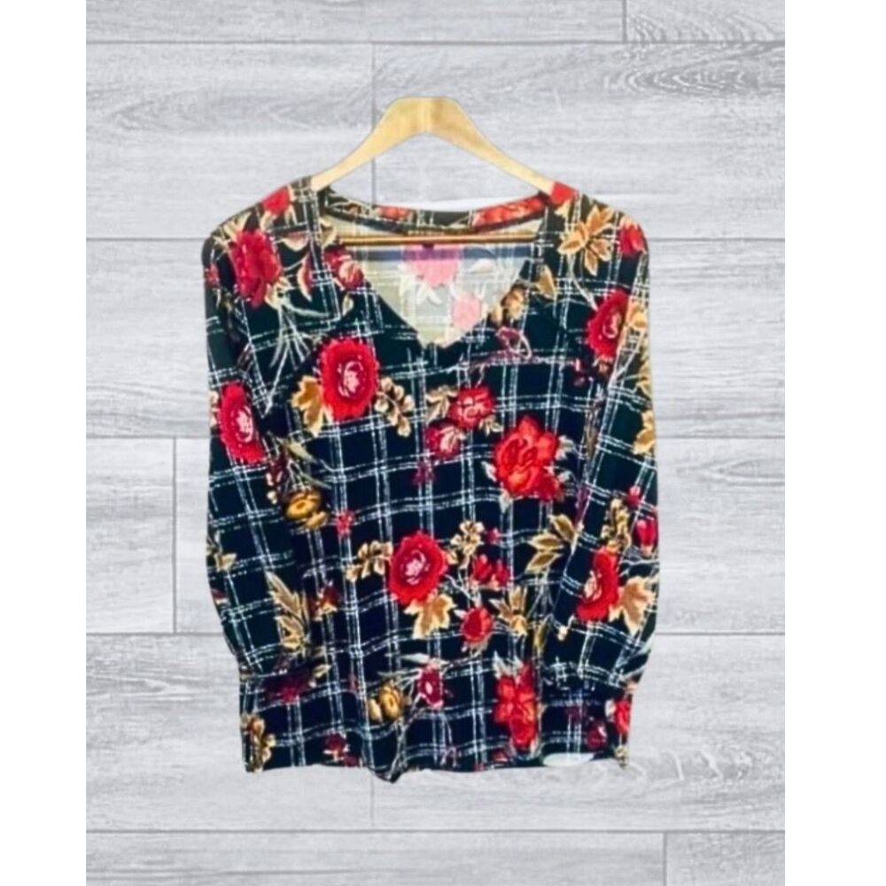 Ava & Grace Floral Blouse 3/4 Sleeve Large